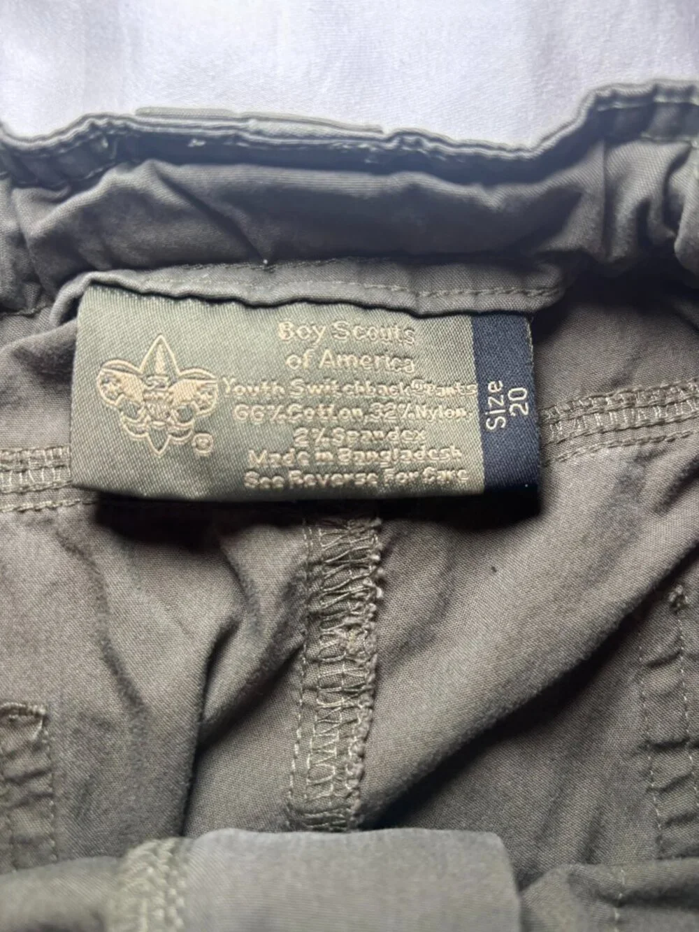 Boy Scouts of America Youth Boys Sz 20 Olive Green Switchback Cargo Pants *READ